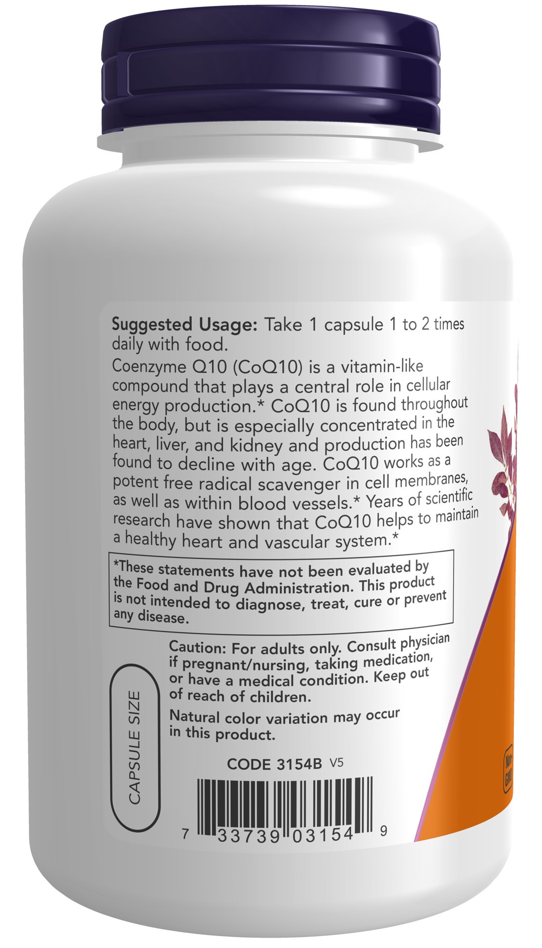 slide 4 of 4, NOW CoQ10 60 mg - 180 Veg Capsules, 180 ct