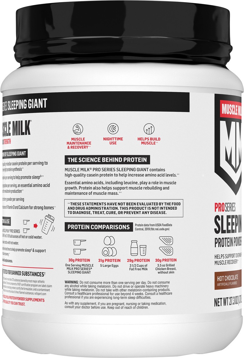 slide 3 of 10, Muscle Milk Pro Series Sleeping Giant Protein Powder Supplement Hot Chocolate Artificially Flavored 27.3 Oz, 27.3 oz