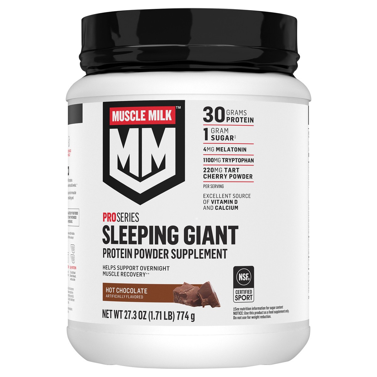 slide 1 of 10, Muscle Milk Pro Series Sleeping Giant Protein Powder Supplement Hot Chocolate Artificially Flavored 27.3 Oz, 27.3 oz