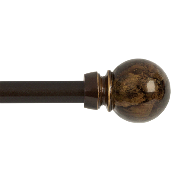 slide 1 of 1, Kenney Jillian 1/2'' Petite Caf Decorative Window Curtain Rod, 48-86'', Brown Marble, 1 ct