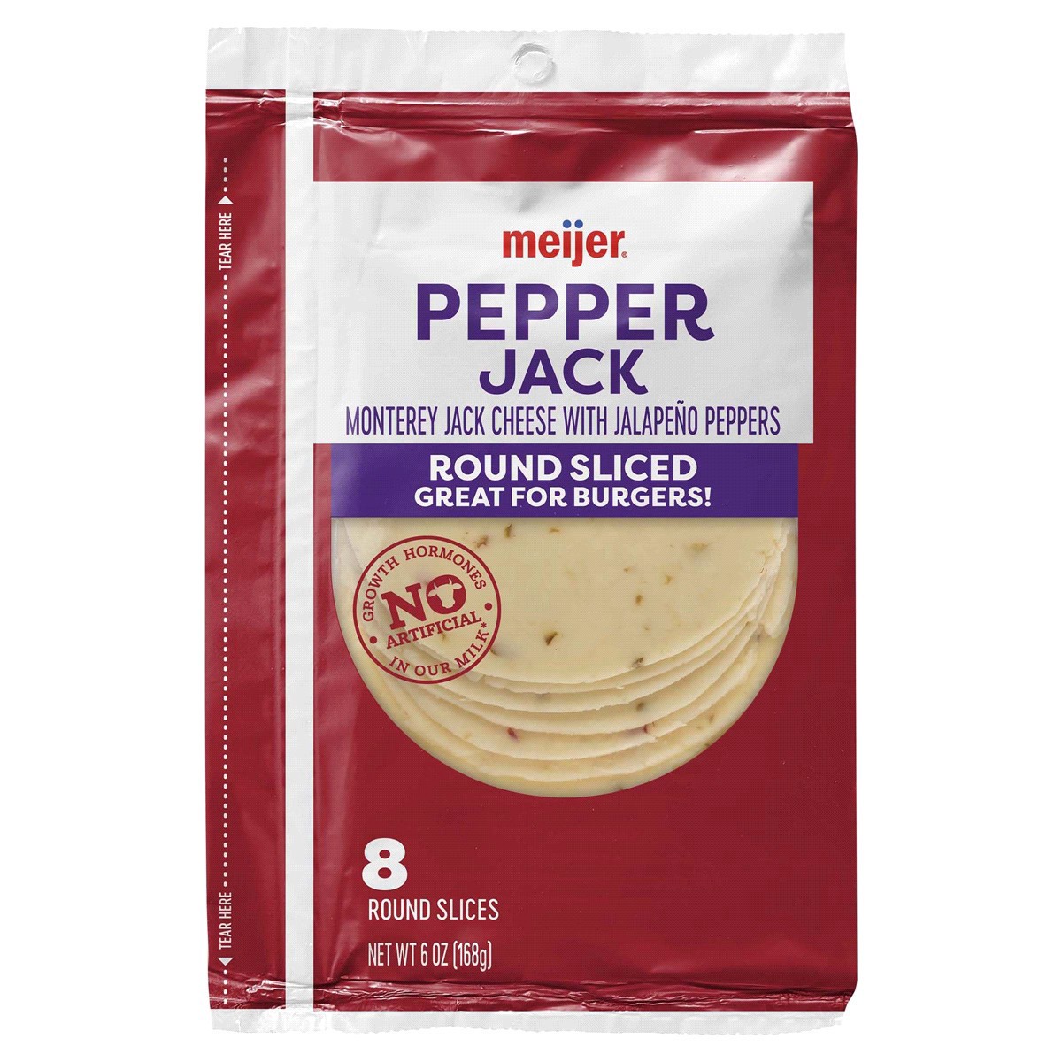 slide 1 of 5, Meijer Round Pepper Jack Cheese Burger Slices, 6 oz