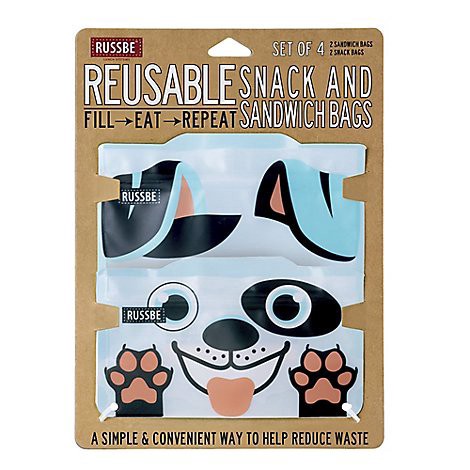 slide 1 of 1, Russbe Dog Reusable Sandwich And Snack Bags, 4 ct