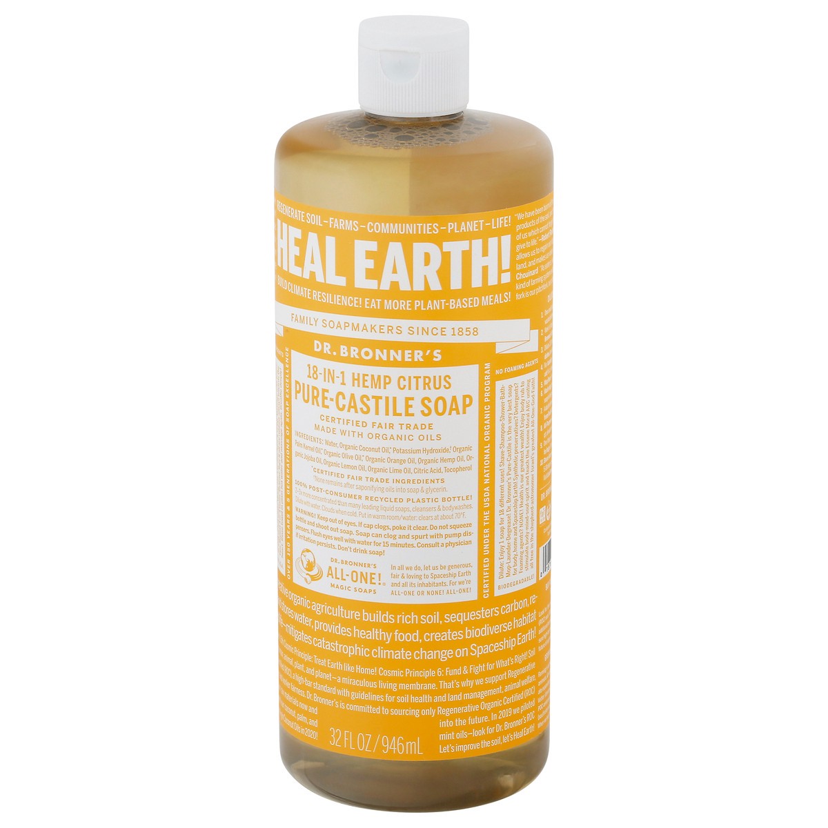 slide 4 of 9, Dr. Bronner's Citrus Castile Soap, 32 oz