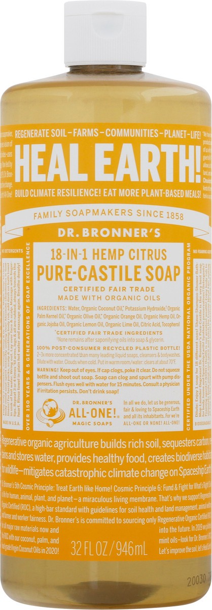 slide 2 of 9, Dr. Bronner's Citrus Castile Soap, 32 oz