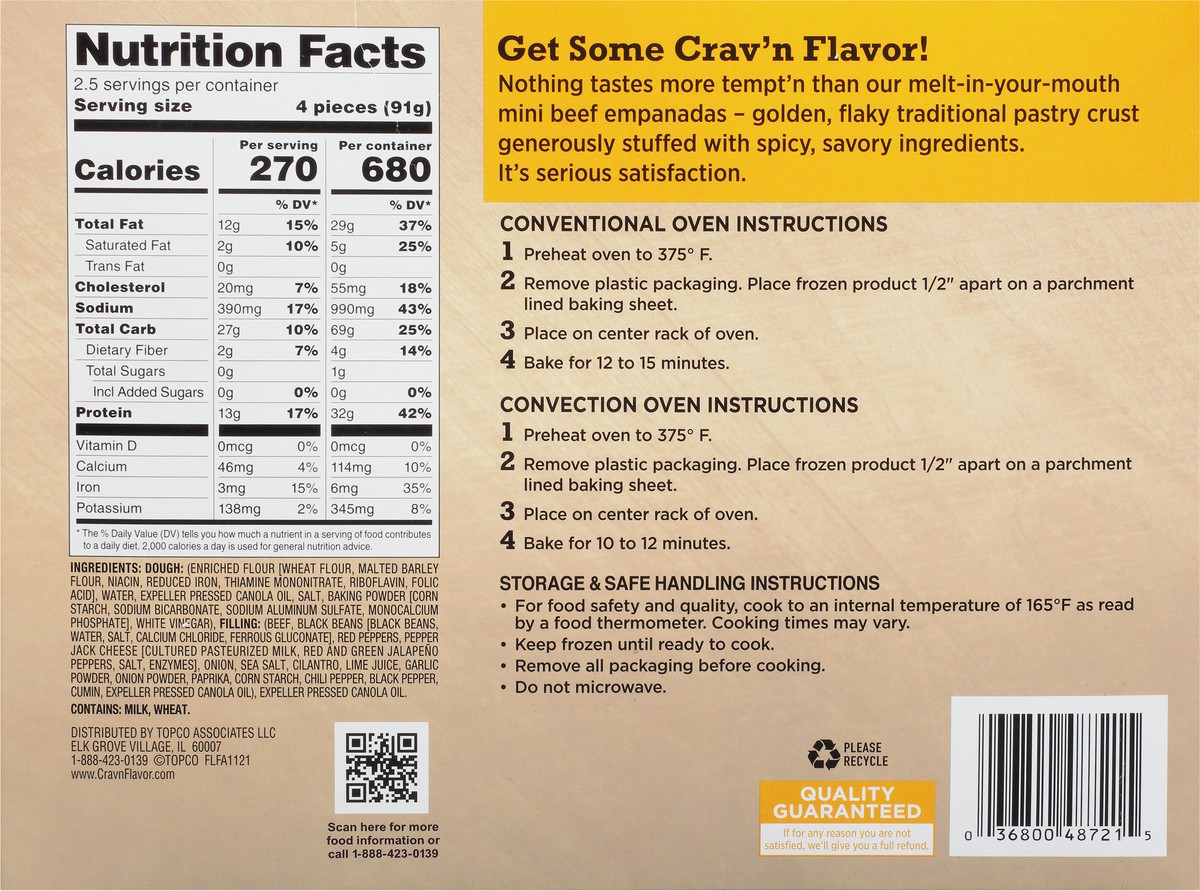 slide 6 of 17, Crav'n Flavor Beef Mini Empanadas 10 Each, 