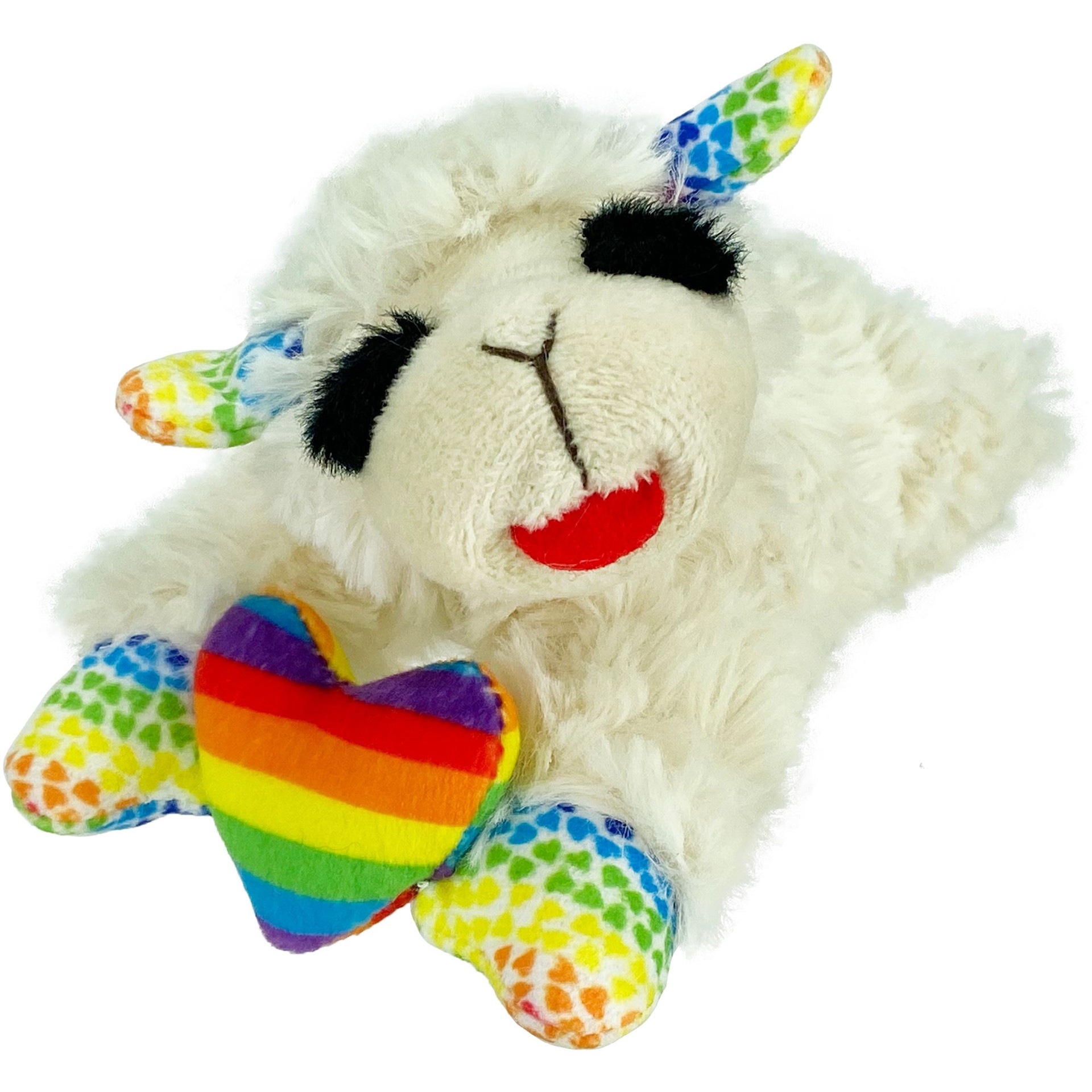 slide 1 of 1, Multipet Pride Rainbow Heart Lamb Chop Dog Toy, 1 ct