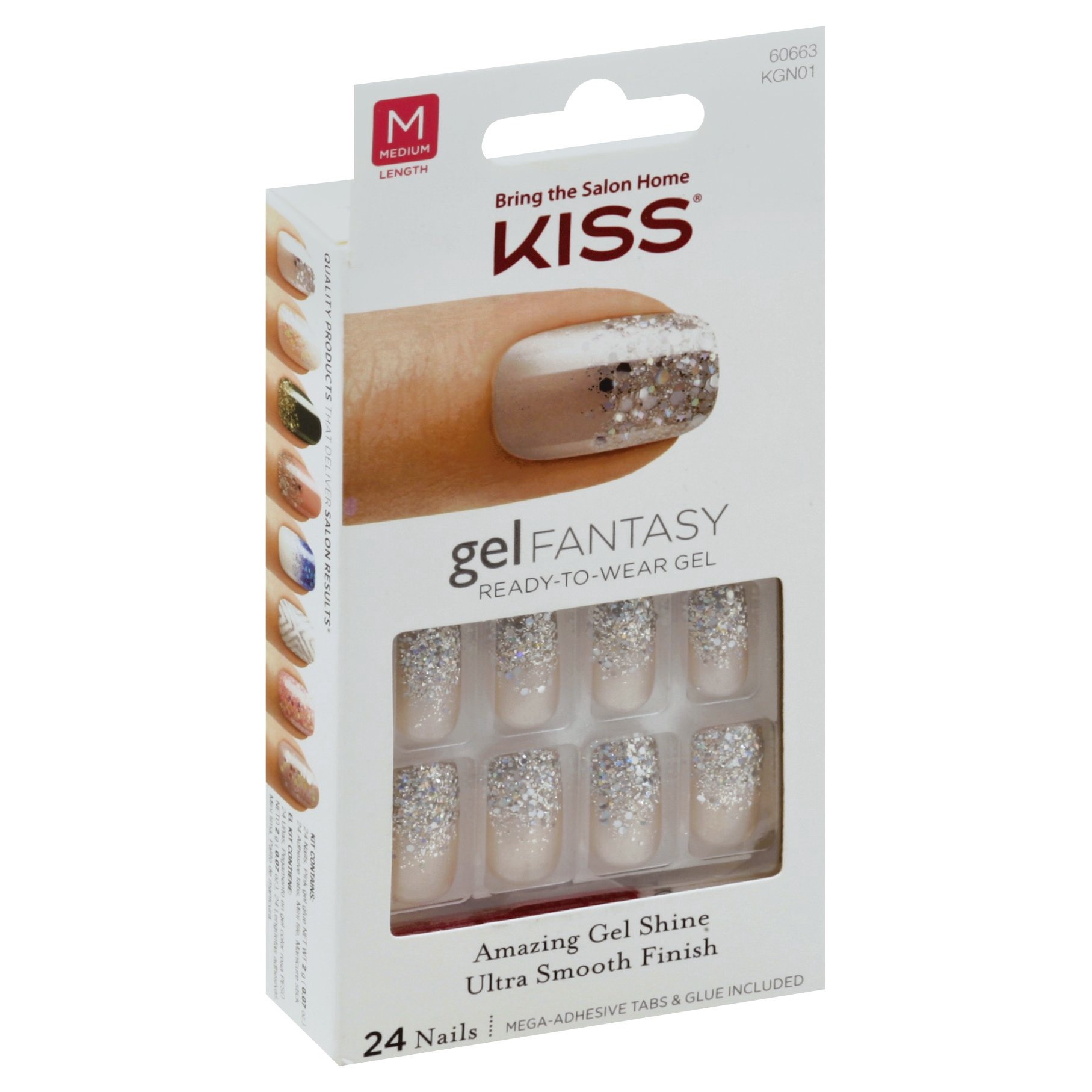 slide 1 of 9, Kiss Gel Fantasy Adhesive Silver Nail Kit, 1 ct