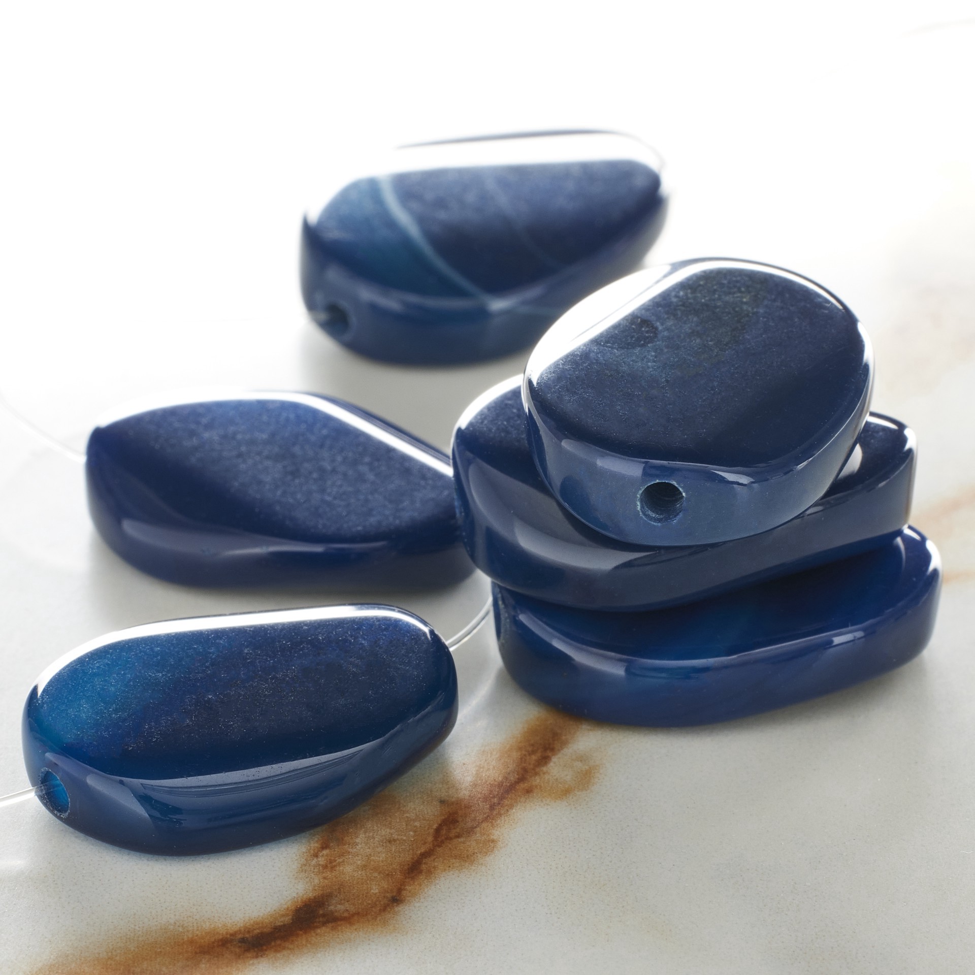 slide 2 of 3, Blue Agate Slice Beads By Bead Landing, 25 mm