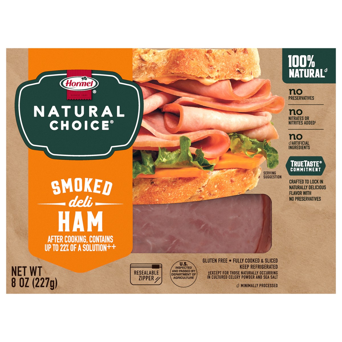 slide 1 of 10, HORMEL NATURAL CHOICE Smoked Deli Ham, 8 oz