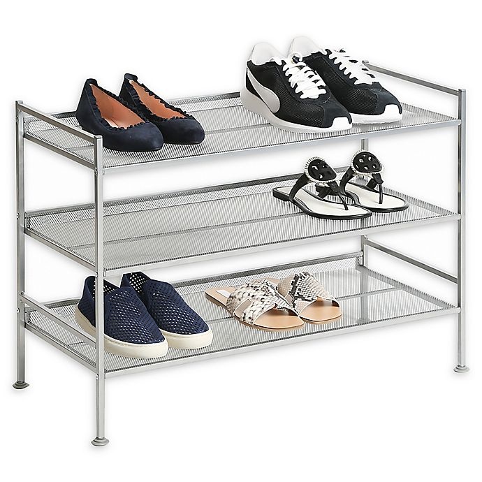 slide 1 of 6, Seville Classics Inc. 3-Tier Multi-Position Mesh Shoe Rack, 1 ct