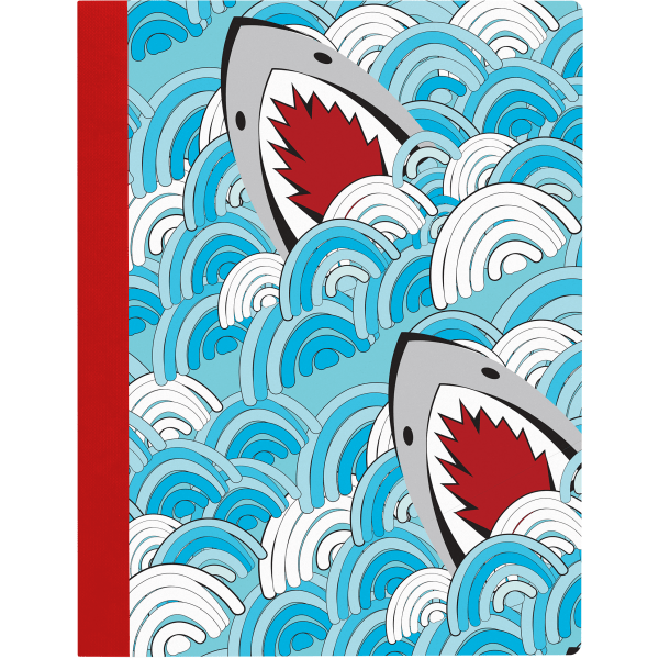 slide 1 of 1, Office Depot Brand Fashion Composition Notebook, 7-1/2'' X 9-3/4'', Wide Ruled, 160 Pages (80 Sheets), Sharks, 80 ct