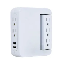 General Electric Pro 5 Outlet Sur Protector Wall Tap with Swivel Access White