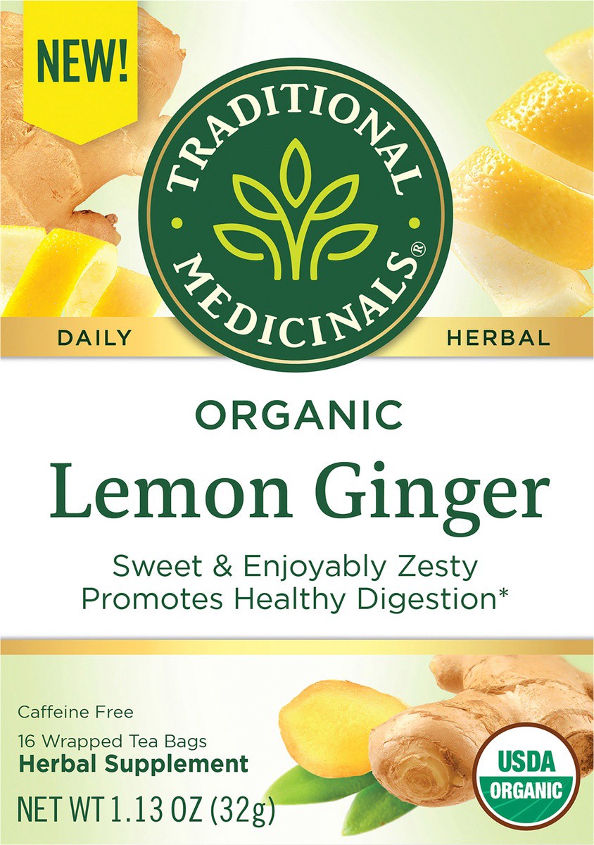 slide 5 of 6, Traditional Medicinals Organic Tea Bags Lemon Ginger Herbal Supplement - 16 ct, 16 ct