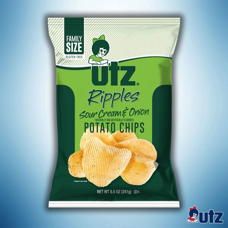 slide 3 of 4, Utz Family Size Ripples Sour Cream & Onion Potato Chips 9 oz, 9 oz