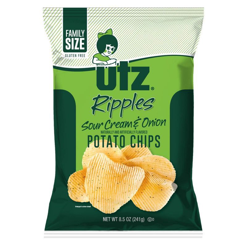 slide 1 of 4, Utz Family Size Ripples Sour Cream & Onion Potato Chips 9 oz, 9 oz