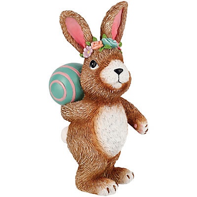 slide 1 of 1, Destination Holiday Resin Easter Rabbit with Egg Tabletop Dcor, 7.5 in