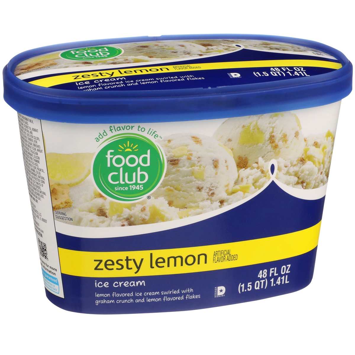 slide 2 of 10, Food Club Zesty Lemon Flavored Ice Cream Swirled With Graham Crunch And Lemon Flavored Flakes, 48 fl oz