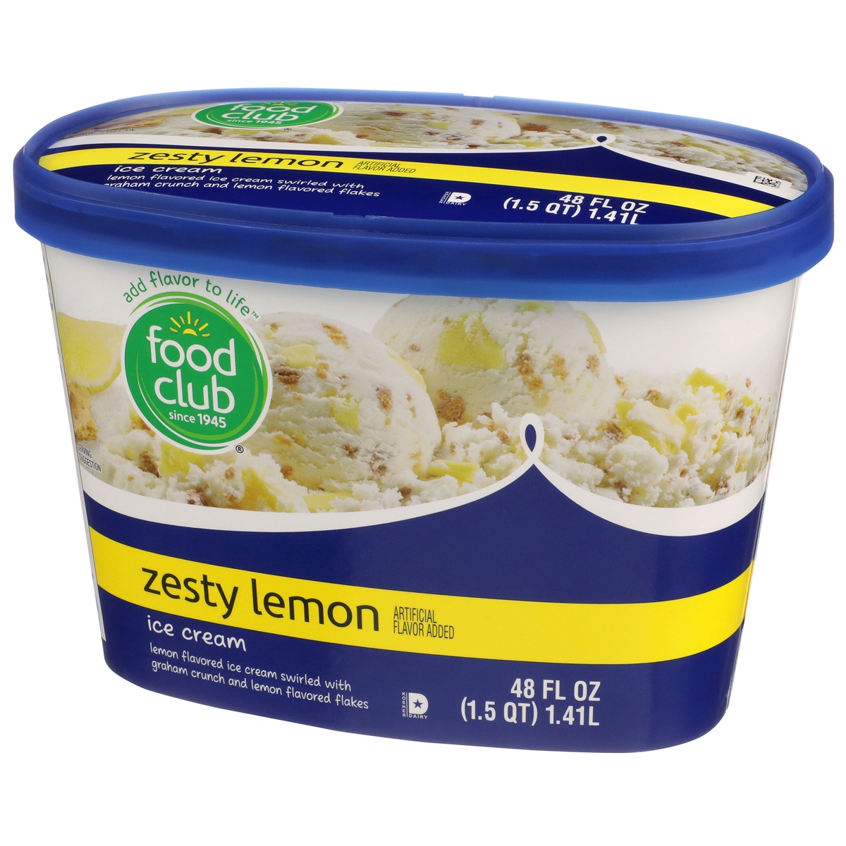 slide 3 of 10, Food Club Zesty Lemon Flavored Ice Cream Swirled With Graham Crunch And Lemon Flavored Flakes, 48 fl oz