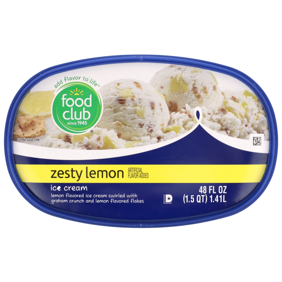 slide 6 of 10, Food Club Zesty Lemon Flavored Ice Cream Swirled With Graham Crunch And Lemon Flavored Flakes, 48 fl oz
