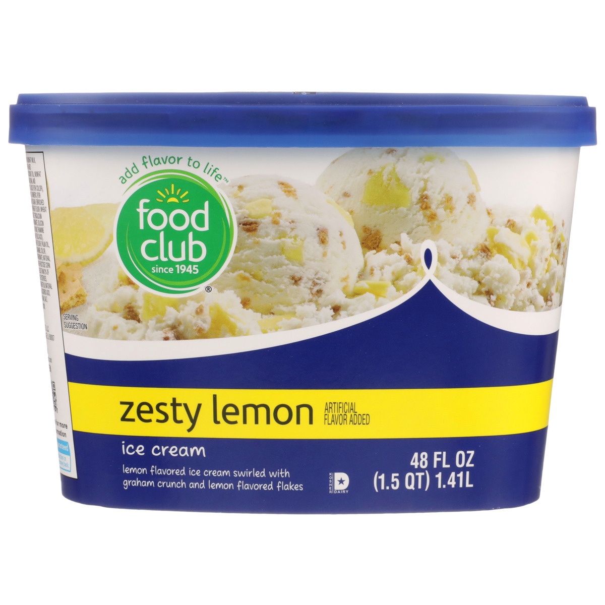 slide 9 of 10, Food Club Zesty Lemon Flavored Ice Cream Swirled With Graham Crunch And Lemon Flavored Flakes, 48 fl oz