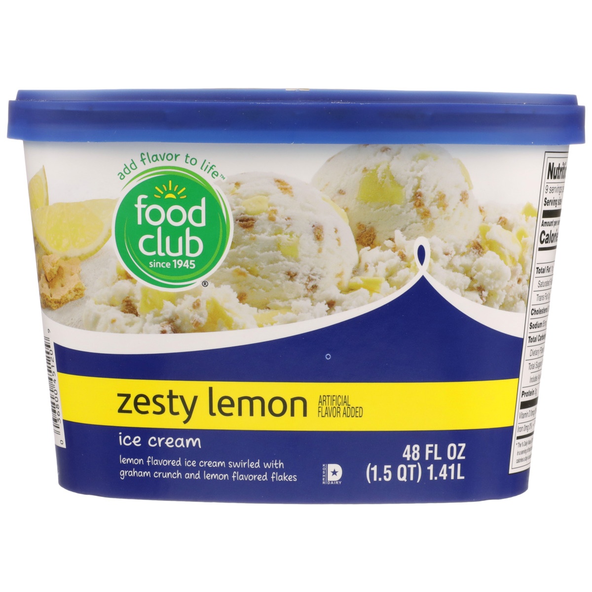 slide 10 of 10, Food Club Zesty Lemon Flavored Ice Cream Swirled With Graham Crunch And Lemon Flavored Flakes, 48 fl oz