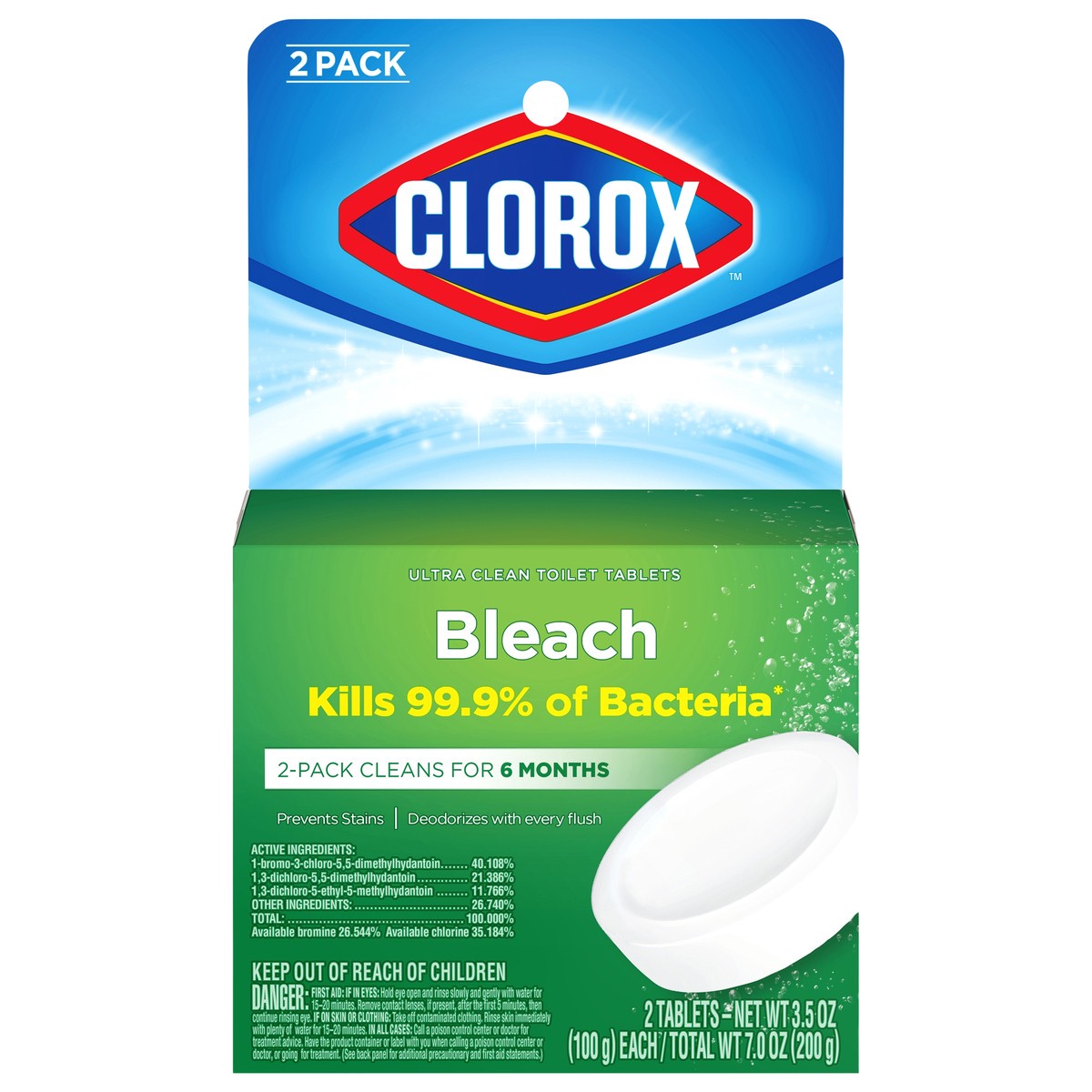 slide 1 of 5, Clorox Ultra Clean Toilet Tablets Bleach – 2 Count, 3.5 Ounces Each (Package May Vary), 2 ct