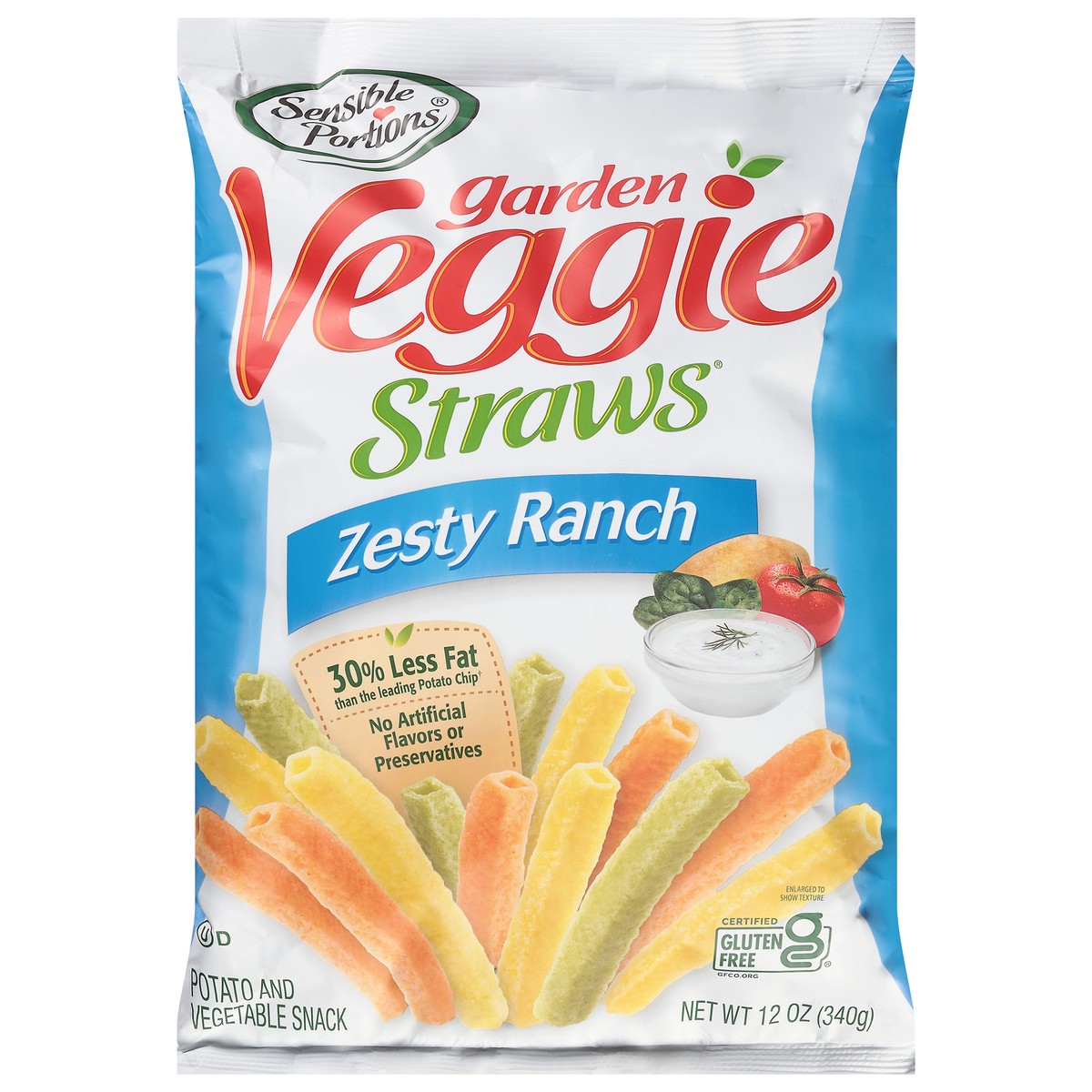 slide 1 of 7, Sensible Portions Garden Veggie Straws Zesty Ranch Potato and Vegetable Snack 12 oz, 12 oz