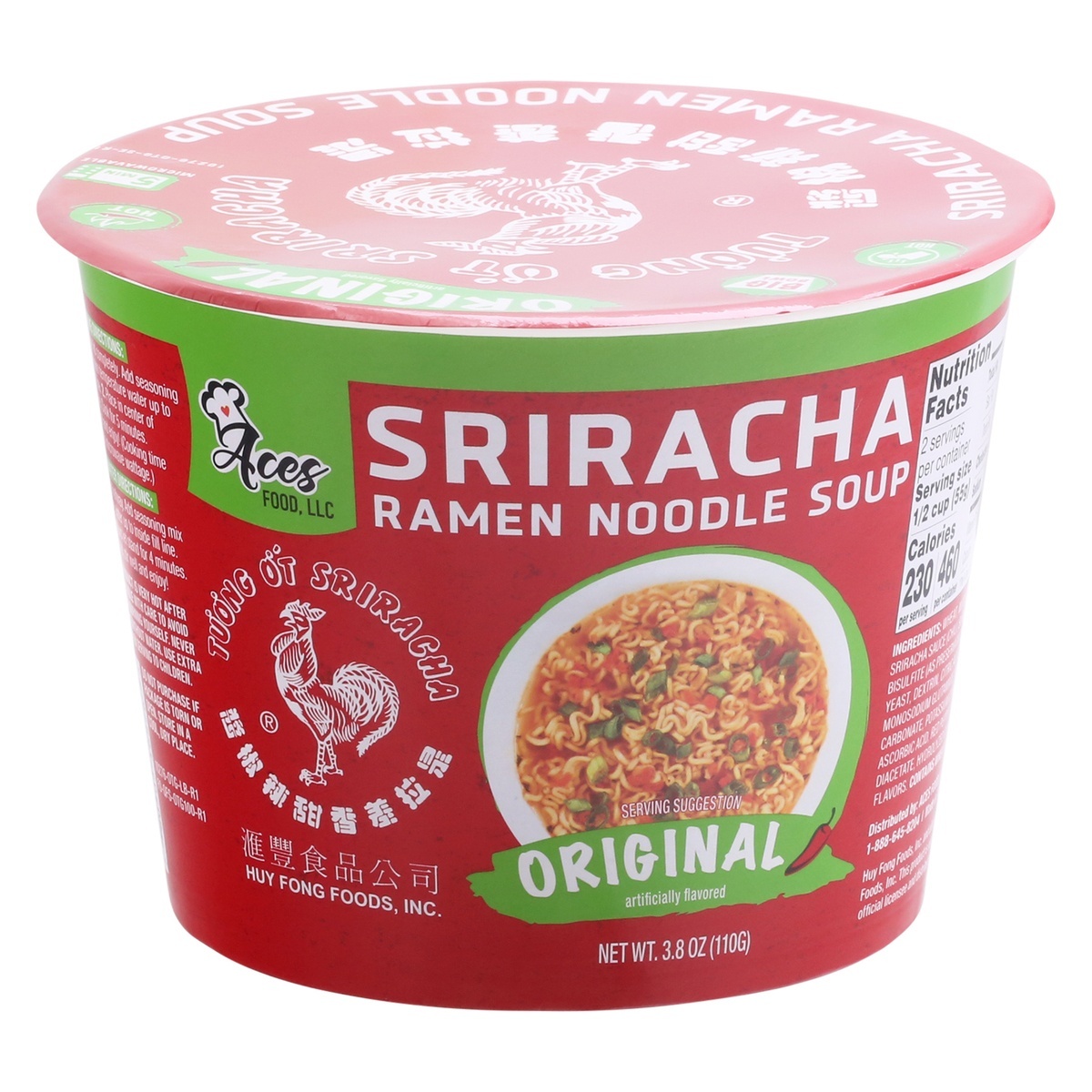 slide 1 of 1, Aces food Sriracha Original Ramen Noodle Soup 3.8 oz, 3.8 oz