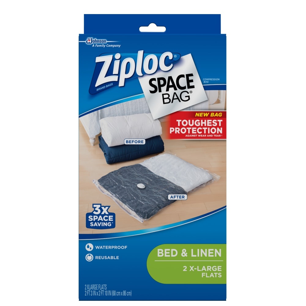 slide 1 of 1, Ziploc Space Bag Vacuum Seal Storage Bag X-L, 3 in x 5.88 in x 10.63 in