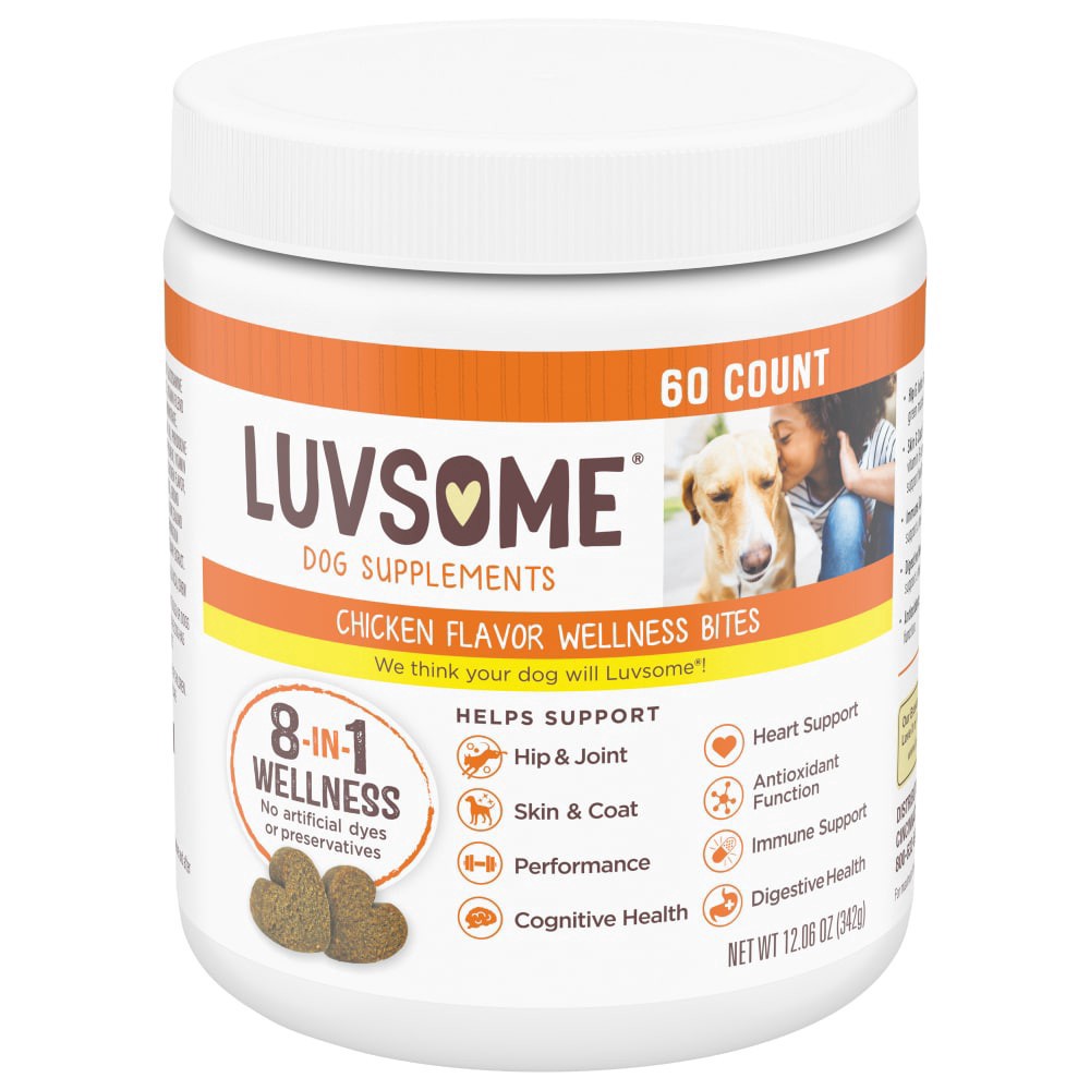 slide 1 of 4, Luvsome 8-In-1 Chicken Flavor Dog Wellness Bites, 12.06 oz