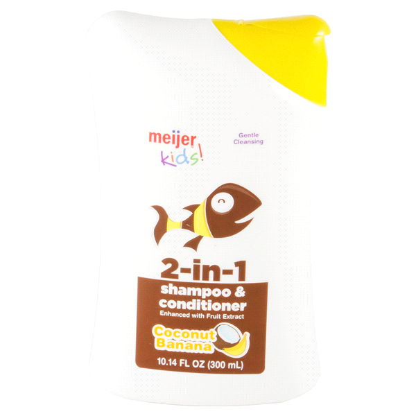 slide 1 of 2, Meijer Kids 2-in-1 Shampoo & Conditioner, Coconut Banana, 10.14 oz