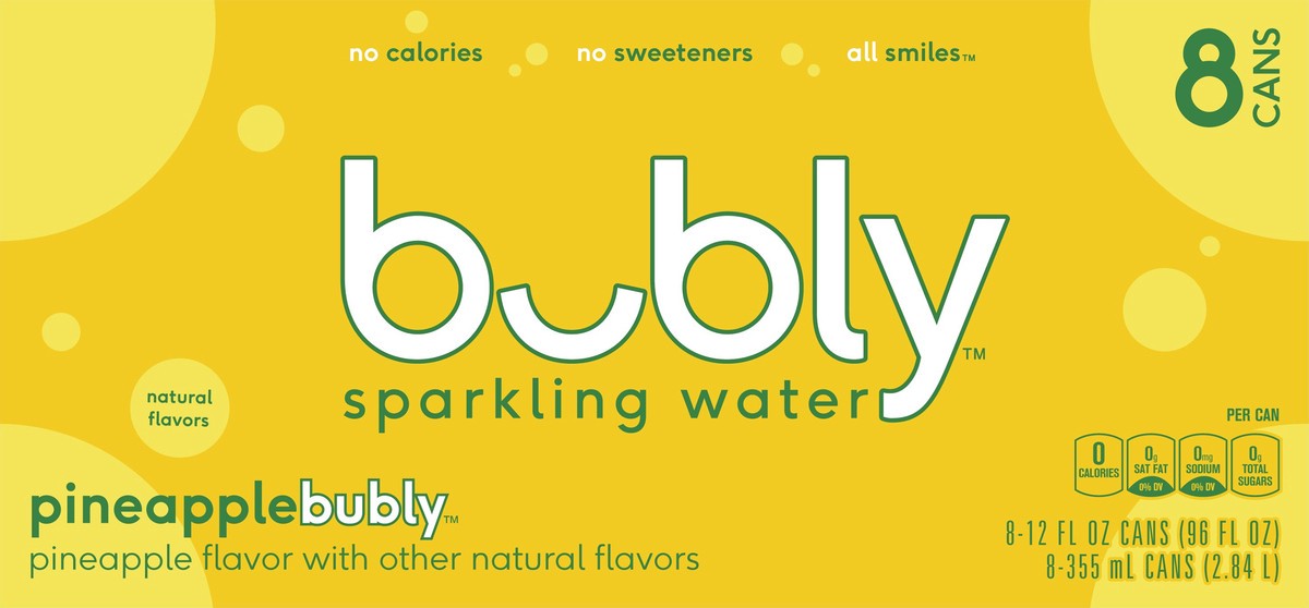 slide 1 of 4, bubly Pineapple Sparkling Water- 8 ct, 8 ct