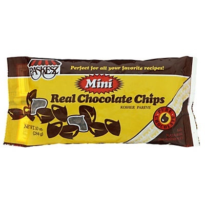 slide 1 of 1, Paskesz Mini Real Chocolate Chips, 10 oz