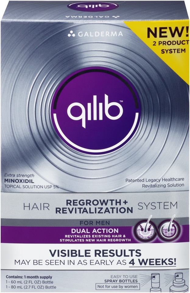 slide 1 of 1, Qilib Hair Regrowth + Revitalizing System for Men 2 Product System, 4.7 fl oz