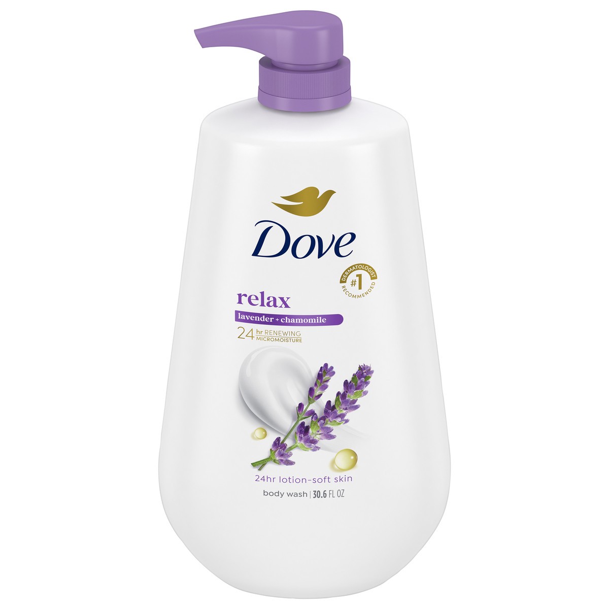 slide 1 of 5, Dove Body Wash With Pump Relax Lavender Oil & Chamomile 30.6 oz, 30.6 fl oz