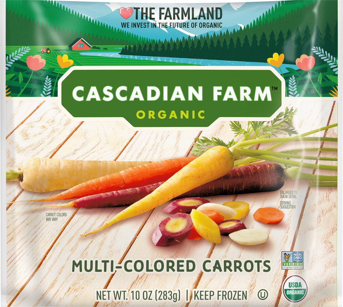 slide 1 of 1, Cascadian Farm Organic, Multi-Colored Carrots, Frozen Vegetables, Non-GMO, 10 oz, 10 oz