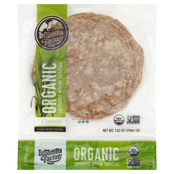 slide 1 of 1, La Tortilla Factory Organic Sprouted Wheat Tortillas, 7.62 oz