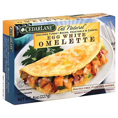 slide 1 of 1, Cedarlane Uncured Turkey Bacon, Vegetable and Cheese, Egg White Omelette, 8 oz