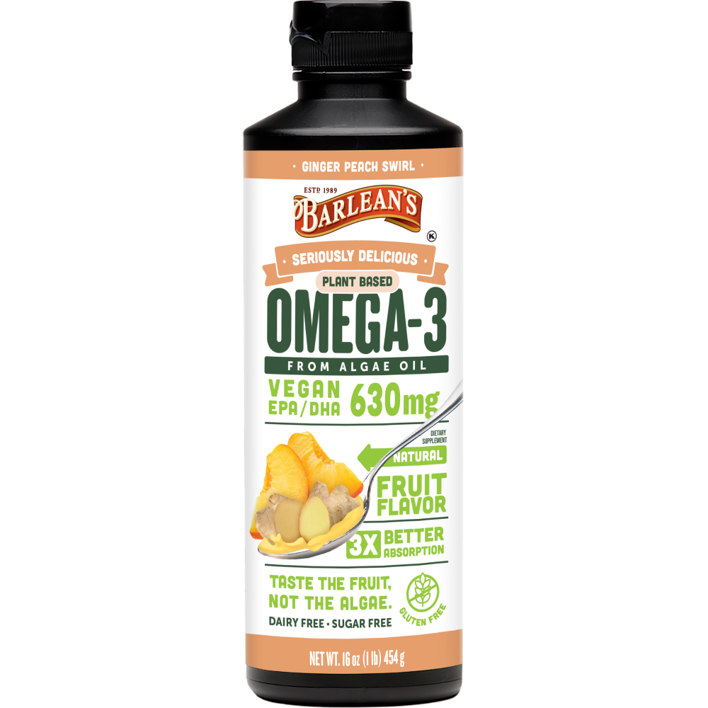 slide 1 of 1, Barlean's Barleans Ginger Peach Algae Oil, 16 oz