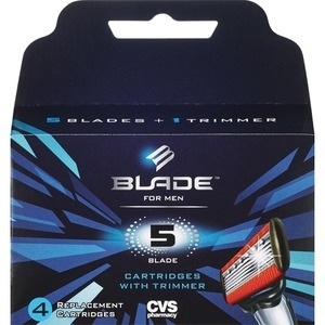 slide 1 of 1, Blade 5 Blade Razor + Trimmer Cartridges, 4 ct