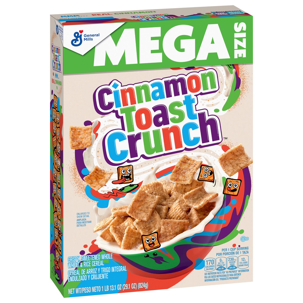 slide 9 of 9, Cinnamon Toast Crunch Whole Grain Breakfast Cereal, Mega Size, 29.1 oz, 29.1 oz