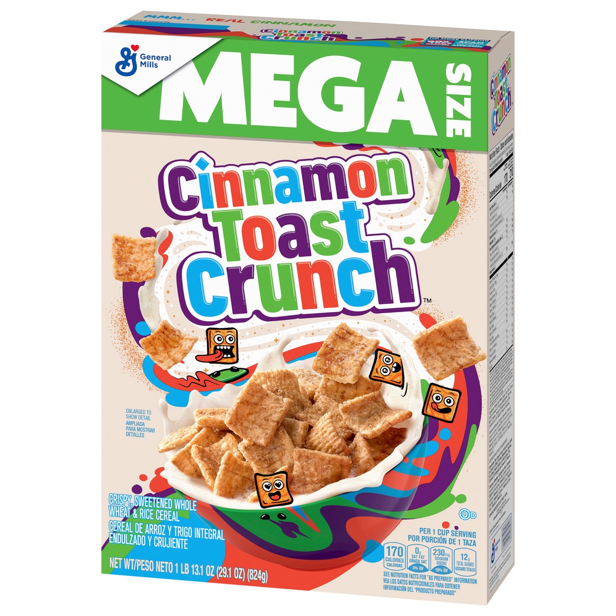 slide 5 of 9, Cinnamon Toast Crunch Whole Grain Breakfast Cereal, Mega Size, 29.1 oz, 29.1 oz