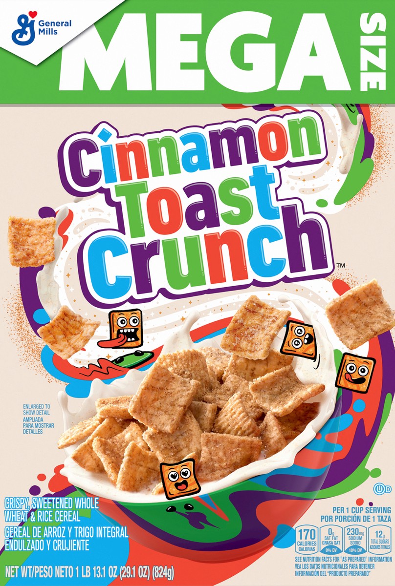 slide 3 of 9, Cinnamon Toast Crunch Whole Grain Breakfast Cereal, Mega Size, 29.1 oz, 29.1 oz