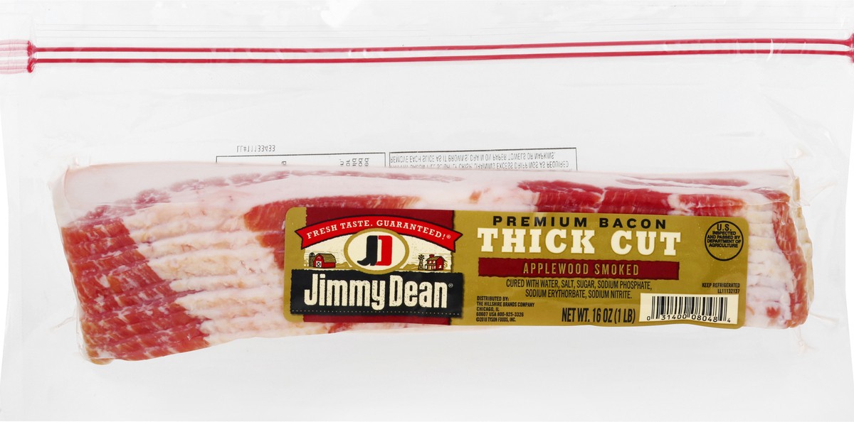 slide 7 of 10, Jimmy Dean Premium Applewood Smoked Thick Cut Bacon, 16 oz, 453.59 g