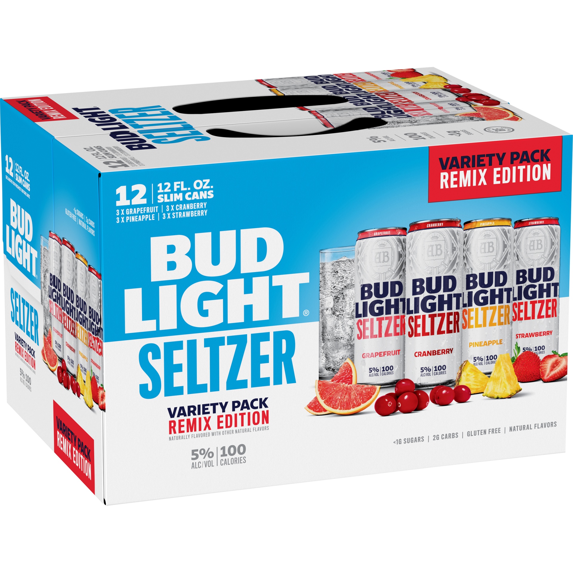 slide 1 of 8, Bud Light Seltzer Gluten Free Remix Variety Pack In Slim Cans, 12 ct; 12 fl oz