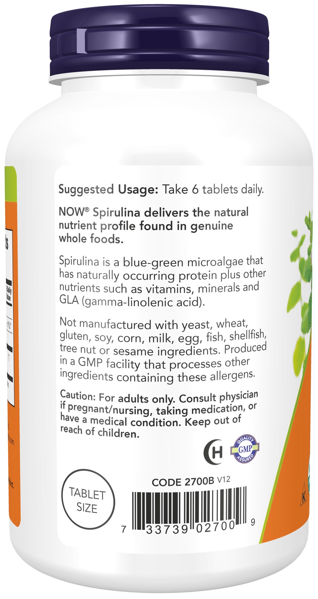 slide 3 of 4, NOW Spirulina 500 mg, Organic - 500 Tablets, 500 mg