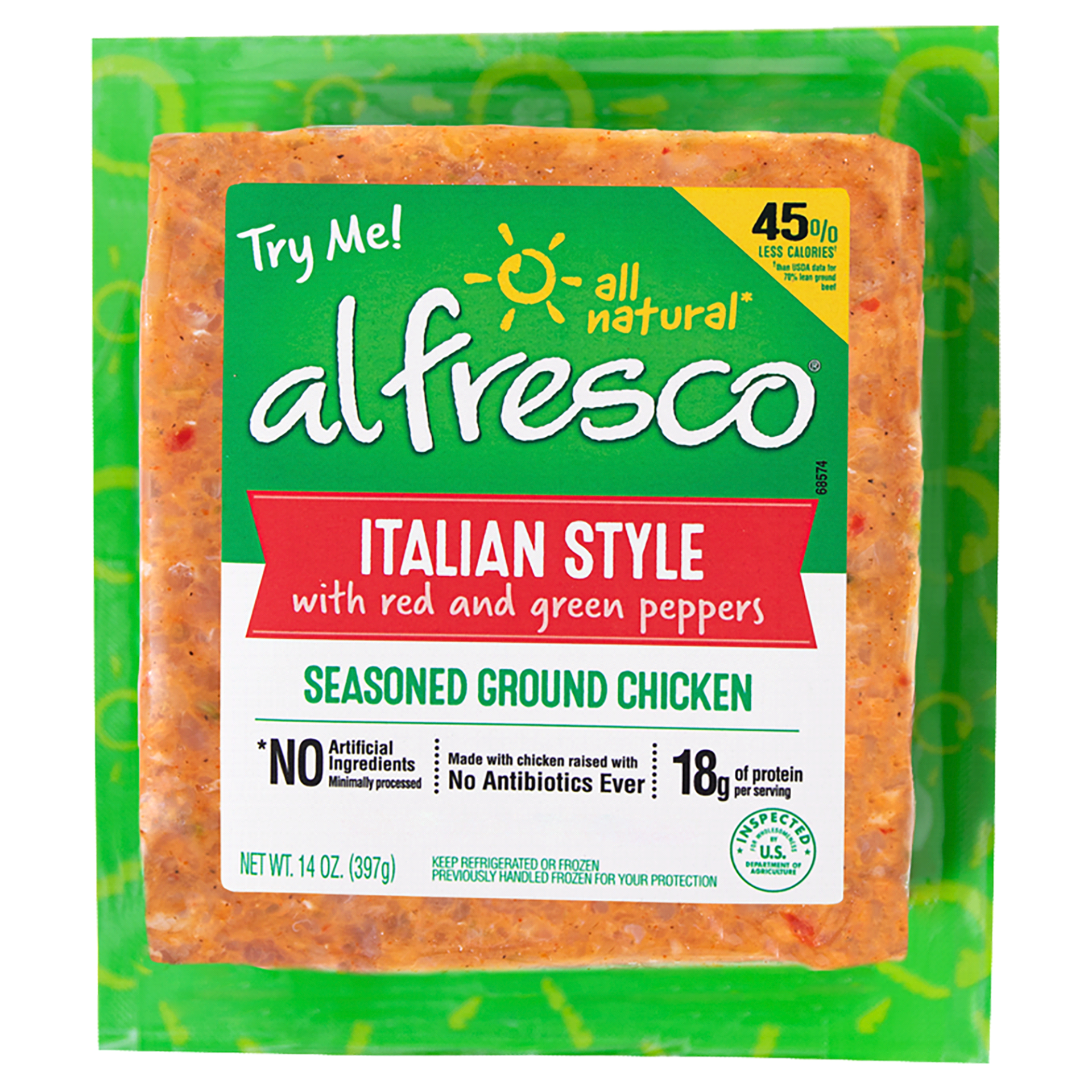 slide 1 of 1, Al Fresco Italian Style Seasoned Ground Chicken 14 oz, 14 oz