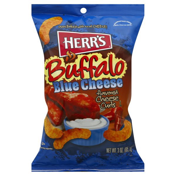 slide 1 of 8, Herr's Cheese Curls, Buffalo Blue Cheese, 3 oz