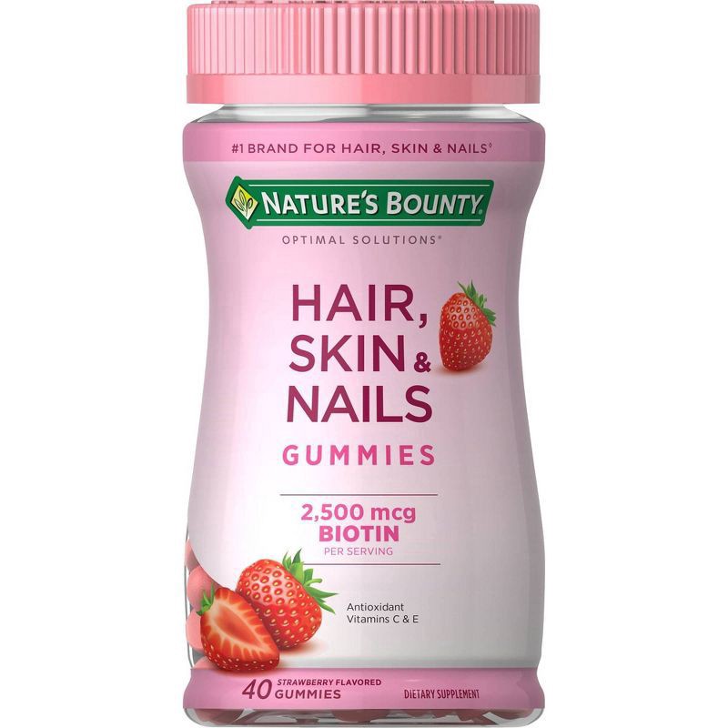 slide 1 of 4, Nature's Bounty Optimal Solutions Hair, Skin & Nails Gummies with Biotin - 40ct, 40 ct