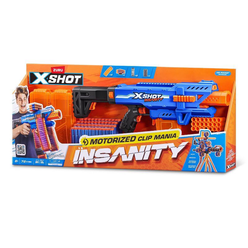 slide 3 of 9, X-Shot Insanity Motorized Clip Blaster, 1 ct